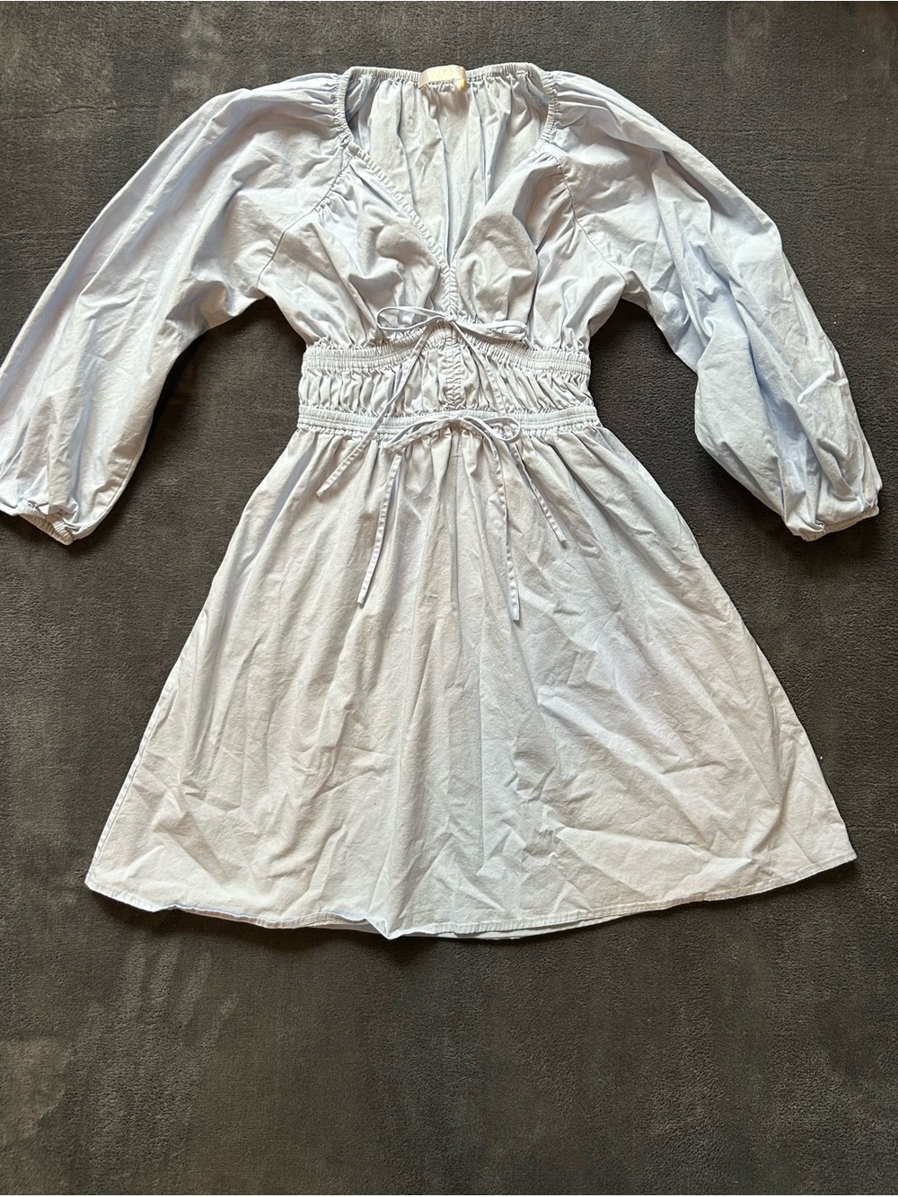 Wayf Light Blue Smocked Waist Dress